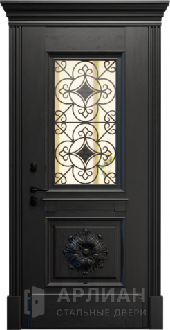 Фото «Утепленная входная дверь для коттеджа с кованными элементами №28»